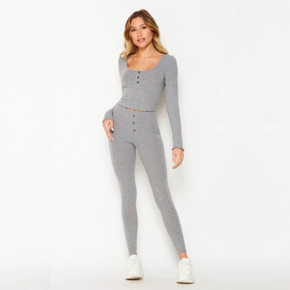 Lettuce Edge Long Sleeve Baby-Tee 2 Piece Set - Two Piece Set - Loungewear - Picture 2 of 5